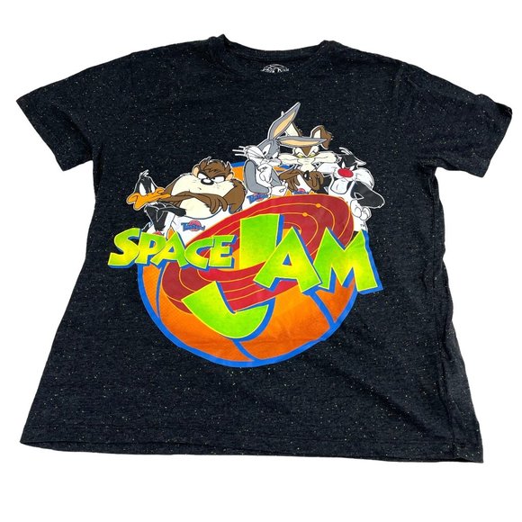 Space Jam Men's Gray Speckled Graphic Tee Sz L - Picture 1 of 7